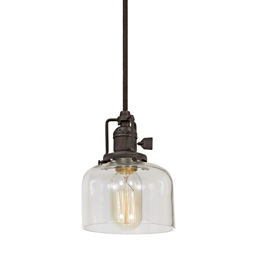 JVI Designs-1200-15 S4-Union Square - One Light Shyra Pendant Polished Nickel Clear Antique Mercury Ribbed Glass